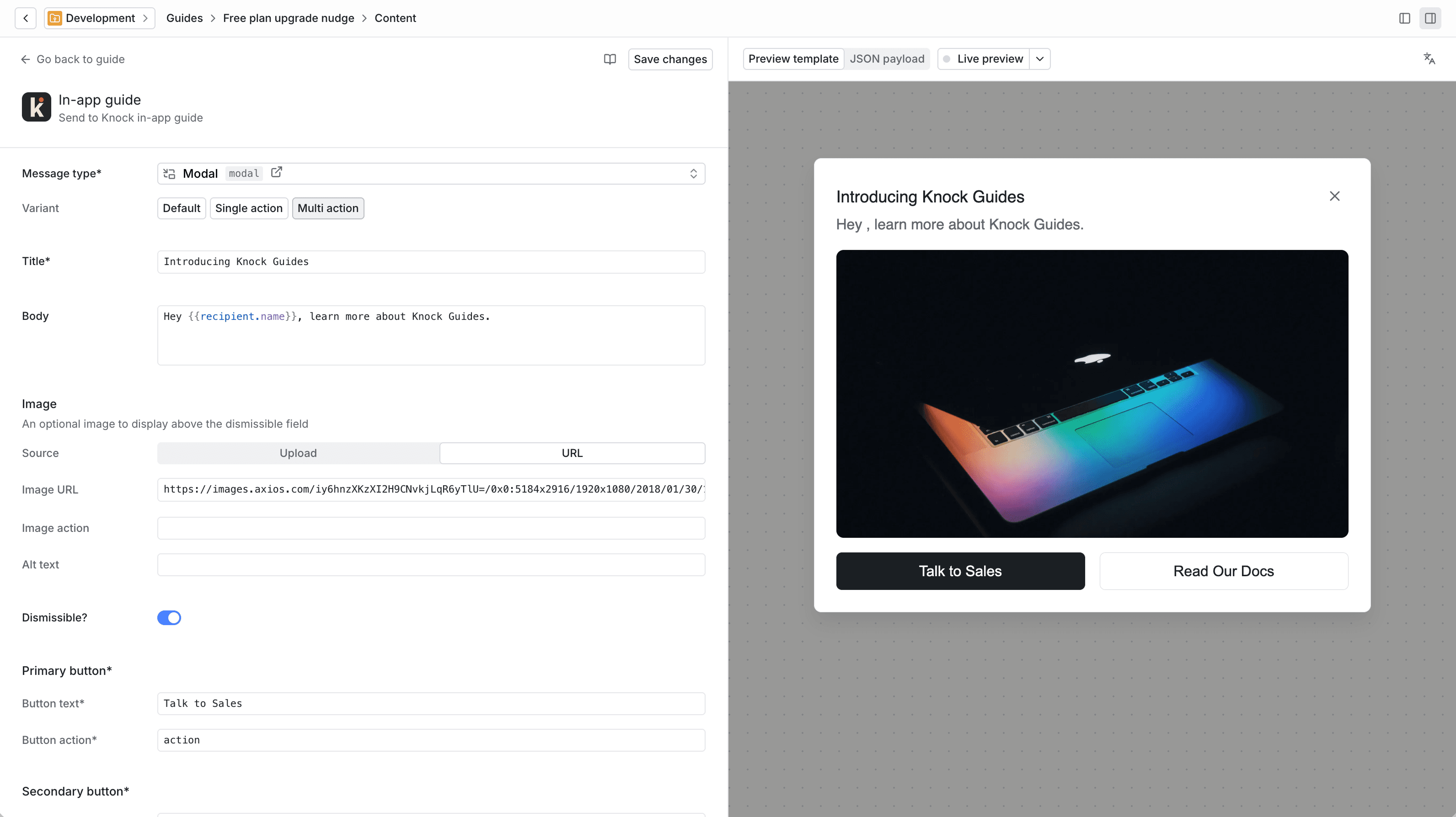 Drafting guide content
